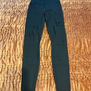 All Yoga Navy Blue Distressed Leggings